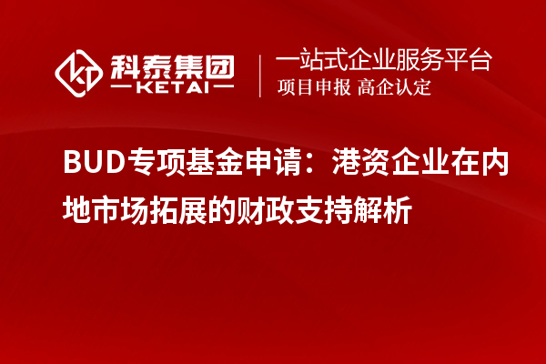 BUD專項基金申請：港資企業(yè)在內地市場拓展的財政支持解析