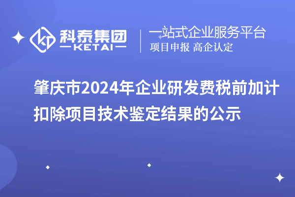 肇慶市2024年企業(yè)研發(fā)費(fèi)稅前加計(jì)扣除項(xiàng)目技術(shù)鑒定結(jié)果的公示