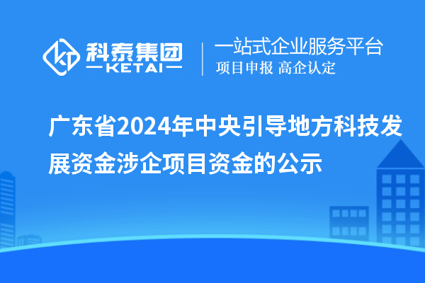 廣東省2024年中央引導地方科技發(fā)展資金涉企項目資金的公示