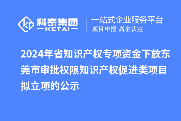 2024年省知識(shí)產(chǎn)權(quán)專項(xiàng)資金下放東莞市審批權(quán)限知識(shí)產(chǎn)權(quán)促進(jìn)類項(xiàng)目擬立項(xiàng)的公示