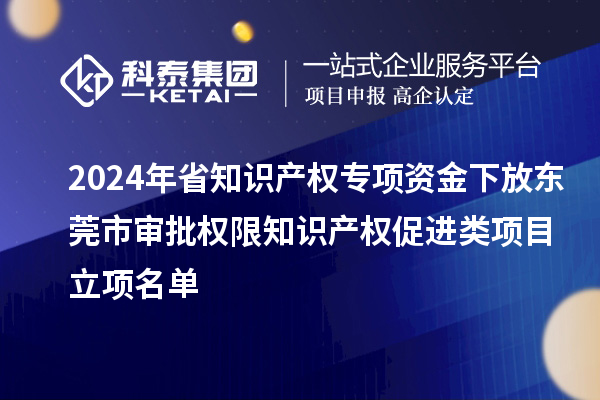 2024年省知識(shí)產(chǎn)權(quán)專(zhuān)項(xiàng)資金下放東莞市審批權(quán)限知識(shí)產(chǎn)權(quán)促進(jìn)類(lèi)項(xiàng)目立項(xiàng)名單