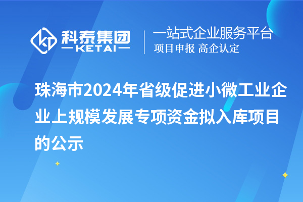 珠海市2024年省級促進(jìn)小微工業(yè)企業(yè)上規(guī)模發(fā)展專項資金擬入庫項目的公示