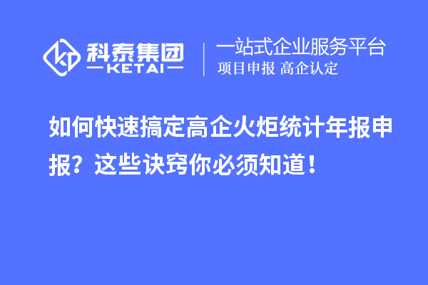 如何快速搞定高企火炬統(tǒng)計(jì)年報(bào)申報(bào)？這些訣竅你必須知道！