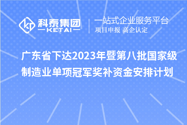 廣東省下達(dá)2023年暨第八批國家級制造業(yè)單項(xiàng)冠軍獎補(bǔ)資金安排計(jì)劃