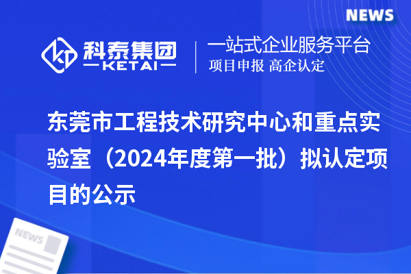 東莞市工程技術(shù)研究中心和重點實驗室（2024年度第一批）擬認定項目的公示