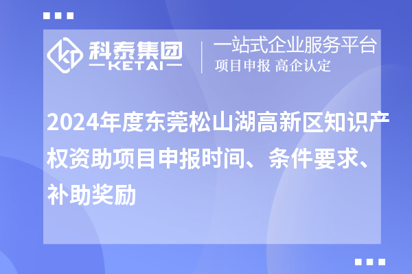 2024年度東莞松山湖高新區(qū)知識產(chǎn)權(quán)資助項目申報時間、條件要求、補助獎勵