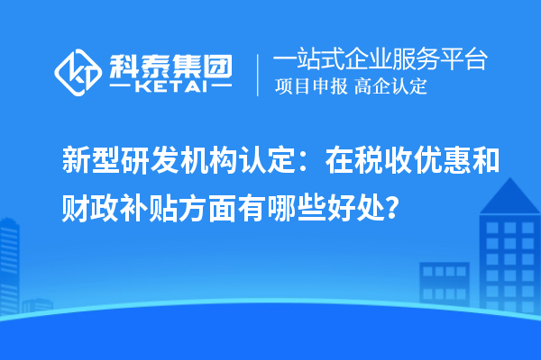 新型研發(fā)機(jī)構(gòu)認(rèn)定：在稅收優(yōu)惠和財(cái)政補(bǔ)貼方面有哪些好處？