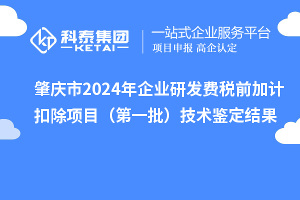 肇慶市2024年企業(yè)研發(fā)費稅前加計扣除項目（第一批）技術鑒定結果