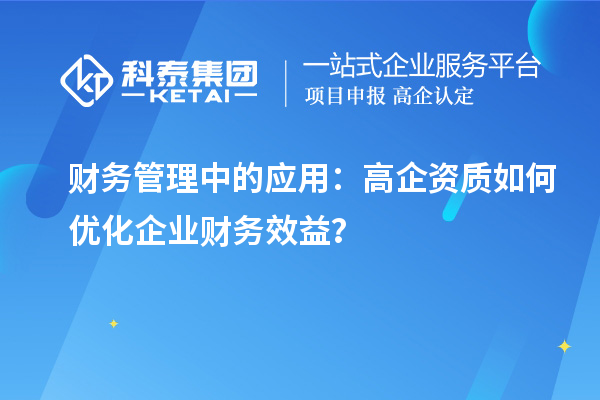 財務管理中的應用：高企資質(zhì)如何優(yōu)化企業(yè)財務效益？