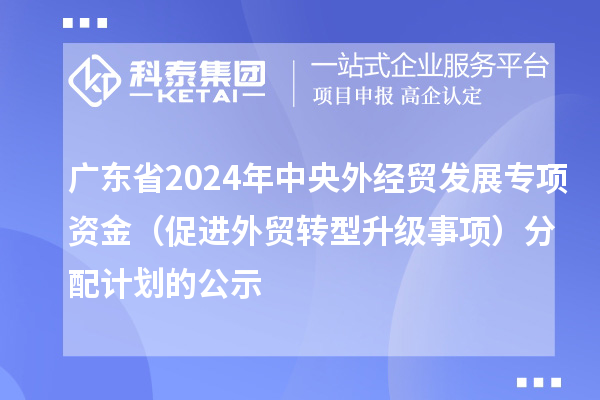 廣東省2024年中央外經(jīng)貿(mào)發(fā)展專項資金（促進外貿(mào)轉(zhuǎn)型升級事項）分配計劃的公示