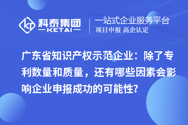 廣東省知識(shí)產(chǎn)權(quán)示范企業(yè)：除了專利數(shù)量和質(zhì)量，還有哪些因素會(huì)影響企業(yè)申報(bào)成功的可能性？