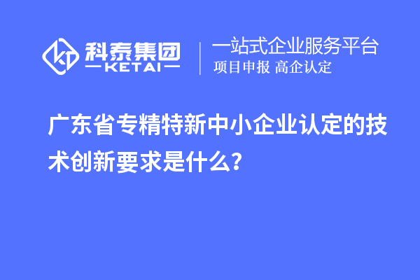 廣東省專精特新中小企業(yè)認(rèn)定的技術(shù)創(chuàng)新要求是什么？