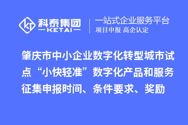 肇慶市省級中小企業(yè)數(shù)字化轉(zhuǎn)型城市試點(diǎn)“小快輕準(zhǔn)”數(shù)字化產(chǎn)品和服務(wù)征集申報(bào)時(shí)間、條件要求、扶持獎(jiǎng)勵(lì)