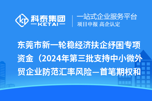 東莞市新一輪穩(wěn)經(jīng)濟(jì)扶企紓困專項(xiàng)資金（2024年第三批支持中小微外貿(mào)企業(yè)防范匯率風(fēng)險(xiǎn)—首筆期權(quán)和首辦戶項(xiàng)目）初審結(jié)果的公示