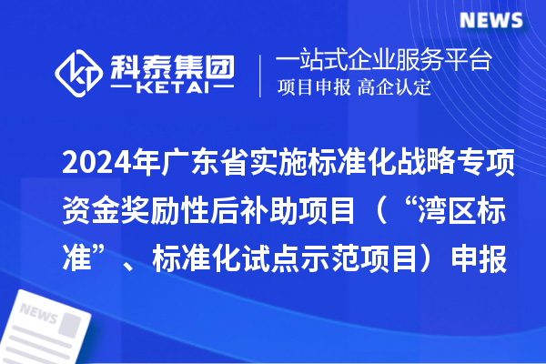 2024年廣東省實施標(biāo)準(zhǔn)化戰(zhàn)略專項資金獎勵性后補助項目（“灣區(qū)標(biāo)準(zhǔn)”、標(biāo)準(zhǔn)化試點示范項目）申報時間、條件要求