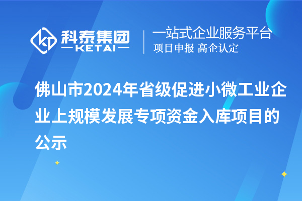 佛山市2024年省級(jí)促進(jìn)小微工業(yè)企業(yè)上規(guī)模發(fā)展專項(xiàng)資金入庫(kù)項(xiàng)目的公示