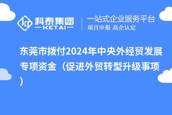 東莞市撥付2024年中央外經(jīng)貿(mào)發(fā)展專(zhuān)項(xiàng)資金（促進(jìn)外貿(mào)轉(zhuǎn)型升級(jí)事項(xiàng)）