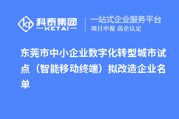 東莞市中小企業(yè)數(shù)字化轉(zhuǎn)型城市試點（智能移動終端）擬改造企業(yè)名單