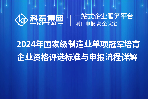 2024年國家級(jí)制造業(yè)單項(xiàng)冠軍培育企業(yè)資格評選標(biāo)準(zhǔn)與申報(bào)流程詳解