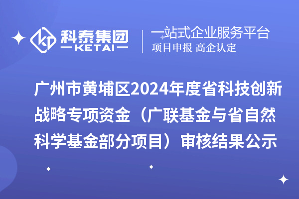 廣州市黃埔區(qū)2024年度省科技創(chuàng)新戰(zhàn)略專項資金（廣聯(lián)基金與省自然科學基金部分項目） 審核結果公示