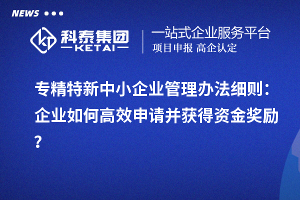 專精特新中小企業(yè)管理辦法細則：企業(yè)如何高效申請并獲得資金獎勵？