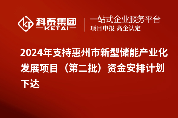 2024年支持惠州市新型儲能產(chǎn)業(yè)化發(fā)展項目（第二批）資金安排計劃下達