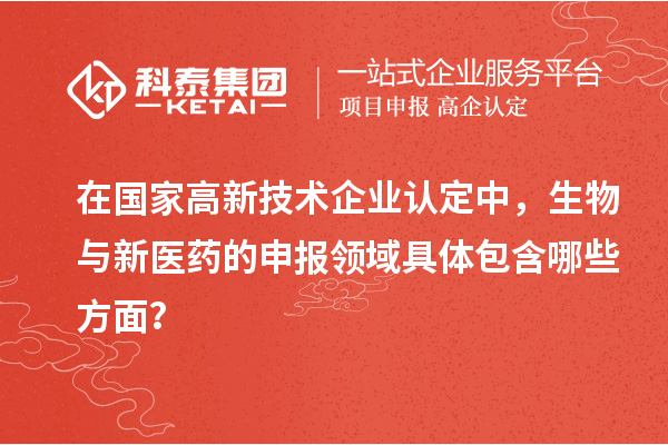 在國家高新技術(shù)企業(yè)認定中，生物與新醫(yī)藥的申報領(lǐng)域具體包含哪些方面？