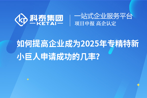 如何提高企業(yè)成為2025年專精特新小巨人申請(qǐng)成功的幾率？