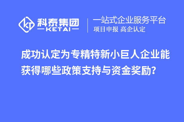 成功認定為專精特新小巨人企業(yè)能獲得哪些政策支持與資金獎勵？