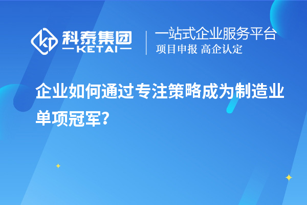 企業(yè)如何通過專注策略成為制造業(yè)單項冠軍？