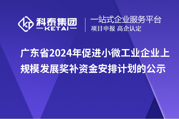 廣東省2024年促進小微工業(yè)企業(yè)上規(guī)模發(fā)展獎補資金安排計劃的公示