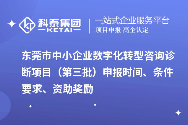 東莞市中小企業(yè)數(shù)字化轉(zhuǎn)型咨詢?cè)\斷項(xiàng)目（第三批）申報(bào)時(shí)間、條件要求、資助獎(jiǎng)勵(lì)