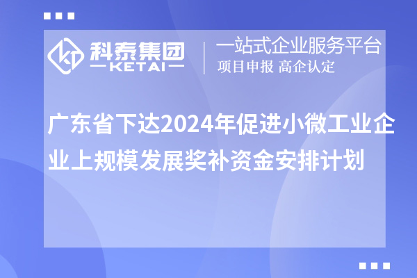 廣東省下達(dá)2024年促進(jìn)小微工業(yè)企業(yè)上規(guī)模發(fā)展獎(jiǎng)補(bǔ)資金安排計(jì)劃