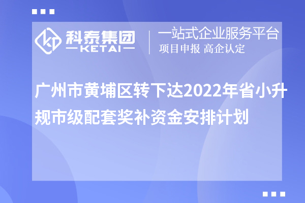 廣州市黃埔區(qū)轉(zhuǎn)下達(dá)2022年省小升規(guī)市級配套獎(jiǎng)補(bǔ)資金安排計(jì)劃