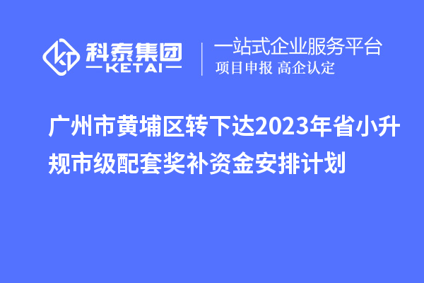 廣州市黃埔區(qū)轉(zhuǎn)下達(dá)2023年省小升規(guī)市級配套獎(jiǎng)補(bǔ)資金安排計(jì)劃