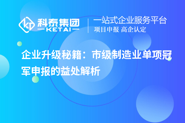 企業(yè)升級秘籍：市級制造業(yè)單項冠軍申報的益處解析