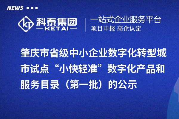 肇慶市省級中小企業(yè)數(shù)字化轉(zhuǎn)型城市試點“小快輕準”數(shù)字化產(chǎn)品和服務(wù)目錄（第一批）的公示