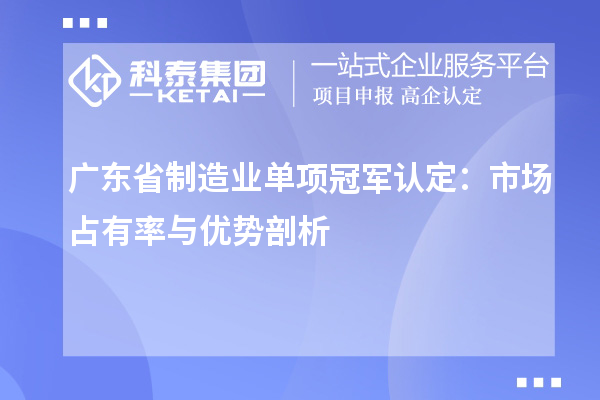 廣東省制造業(yè)單項冠軍認定：市場占有率與優(yōu)勢剖析