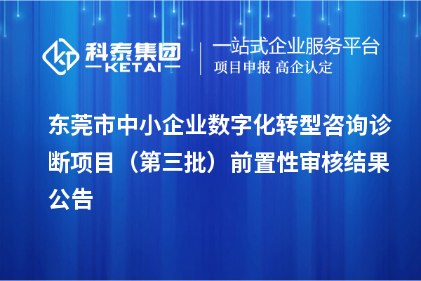 東莞市中小企業(yè)數(shù)字化轉(zhuǎn)型咨詢診斷項(xiàng)目（第三批）前置性審核結(jié)果公告