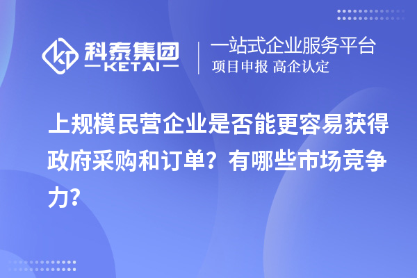 上規(guī)模民營(yíng)企業(yè)是否能更容易獲得政府采購(gòu)和訂單？有哪些市場(chǎng)競(jìng)爭(zhēng)力？