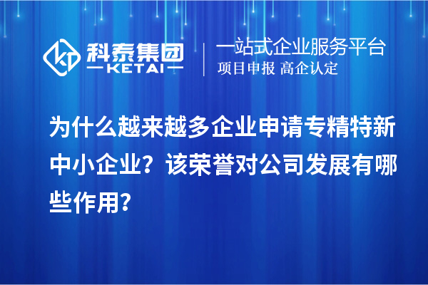 為什么越來越多企業(yè)申請(qǐng)專精特新中小企業(yè)？該榮譽(yù)對(duì)公司發(fā)展有哪些作用？