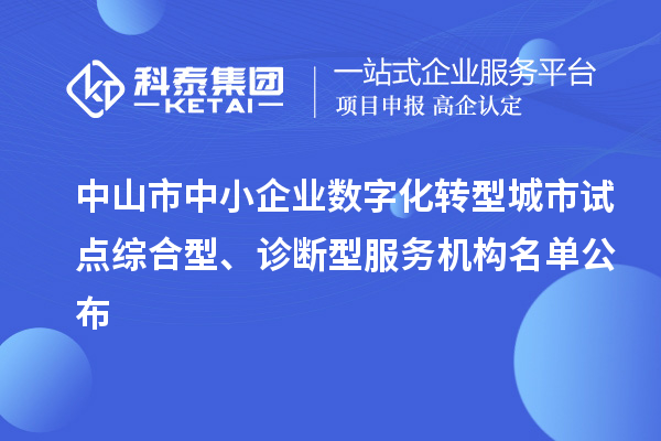 中山市中小企業(yè)數(shù)字化轉(zhuǎn)型城市試點綜合型、診斷型服務(wù)機構(gòu)名單公布