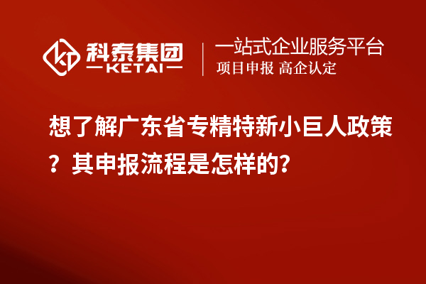 想了解廣東省專精特新小巨人政策？其申報(bào)流程是怎樣的？