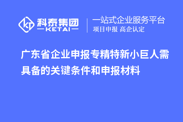 廣東省企業(yè)申報專精特新小巨人需具備的關(guān)鍵條件和申報材料