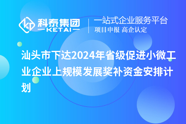 汕頭市下達(dá)2024年省級(jí)促進(jìn)小微工業(yè)企業(yè)上規(guī)模發(fā)展獎(jiǎng)補(bǔ)資金安排計(jì)劃