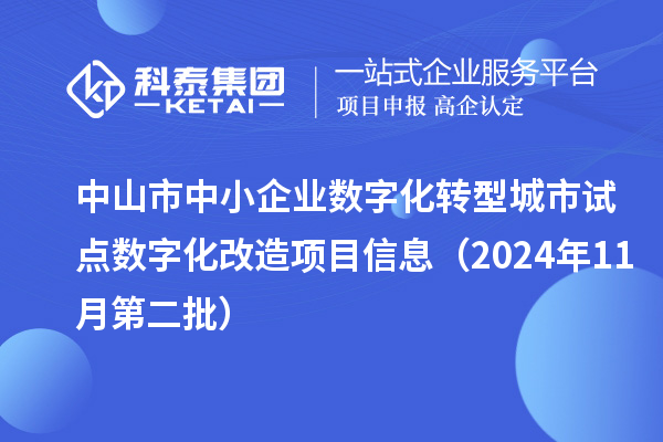 中山市中小企業(yè)數(shù)字化轉(zhuǎn)型城市試點(diǎn)數(shù)字化改造項(xiàng)目信息（2024年11月第二批）