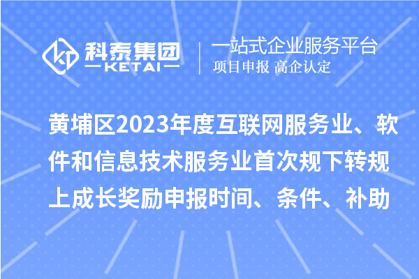 黃埔區(qū)2023年度互聯(lián)網(wǎng)服務業(yè)、軟件和信息技術服務業(yè)首次規(guī)下轉規(guī)上成長獎勵申報時間、條件要求、補助標準