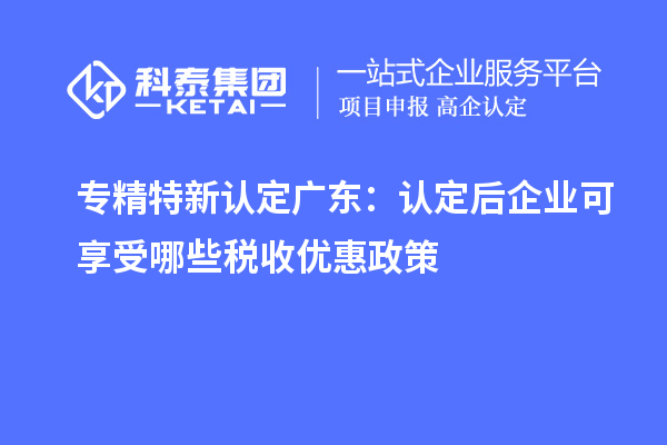 專精特新認(rèn)定廣東：認(rèn)定后企業(yè)可享受哪些稅收優(yōu)惠政策