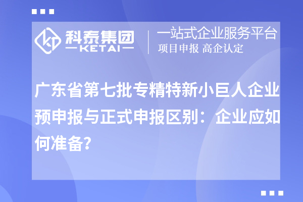 廣東省第七批專精特新小巨人企業(yè)預(yù)申報(bào)與正式申報(bào)區(qū)別：企業(yè)應(yīng)如何準(zhǔn)備？