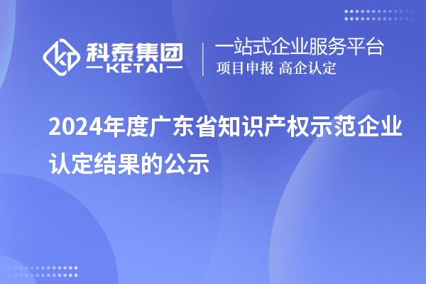 2024年度廣東省知識產(chǎn)權示范企業(yè)認定結果的公示